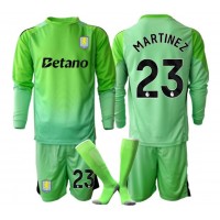 Stroje piłkarskie Aston Villa Emiliano Martinez #23 Bramkarskie Koszulka Wyjazdowej dla dzieci 2025-26 Długi Rękaw (+ szorty)